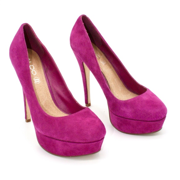 Aldo Purple Violet Round Toe Platform Pumps 9 - Picture 3 of 8